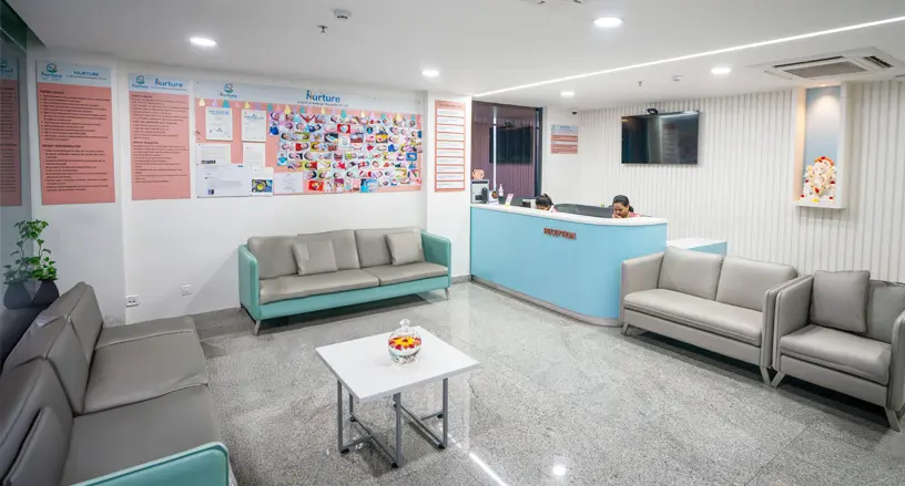 Reception area at Nurture Hospital
